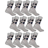 Kaneekshi MenS Diamond Cut Organic Cotton Crew Length Socks (Silver, Pack Of 12 Pairs)