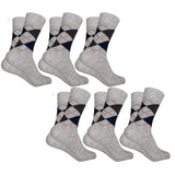 Queery MenS Diamond Cut Organic Cotton Crew Length Socks (Silver, Pack Of 6)