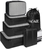 Bagail 6 Set Packing Cubes Luggage Packing Organizers For Travel Accessories (Black)