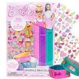 Barbie Sparkle Bracelet Making Kit, 4 Reversible Shimmery Bracelets, 100+ Traditional and Puffy Resin Stickers, DIY Friendship J