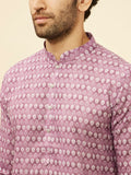 Manyavar Men'S Lilac Purple Floral Buta Printed Kurta (M)