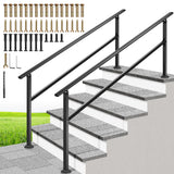 VIVOHOME 2-Pack 6 Step Hand Rails for Outdoor Steps, Galvanized Steel Railing, Straight Oval Exterior Hand Railing for Porch, De