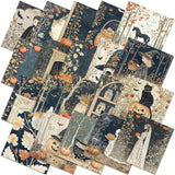 HunnmingRe 20 Pcs 10''x10'' Autumn Halloween Quilting Fabric Square Pumpkin Ghost Precut Quiltted Fabric Bundle Witch Maple Prin