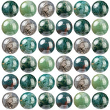 100Pcs Natural Stone Beads 6mm Moss Agate Round Gemstone Loose Beads with Elastic Bracelet String for Bracelets Necklace Jewelry