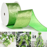 DINDOSAL Lime Green Glitter Wired Ribbon 2.5 x 10 Yards Sparkling Green Christmas Tree Ribbon for Bows Making, Wreaths and Garla