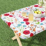 misaya Rectangle Vinyl Tablecloth, Fitted Table Cover, 100% Waterproof, Elastic Edge, Flannel Backing, Plastic Table Cloth Fit F