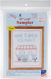 Jack Dempsey Needle Art Happy Camper Embroidery Sampler, 11 x 14, white
