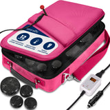 Portable Massage Stone Warmer Set - Electric Spa Hot Stones Massager and Heater Kit with 6 Large and 6 Small Round Shaped Basalt