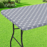 misaya Rectangle Vinyl Table Cloth, Elastic Fitted Tablecloth with Flannel Backing, Waterproof Plastic Table Cover Fits Folding
