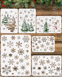 6 Pcs Christmas Snowflake Stencils for Painting, Reusable Large Snowflakes Snowman Christmas Tree Stencils for Painting on Wood