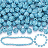 100 Pcs Aquamarine Rhinestone Beads for Jewelry Making, Sparkle Crystal Clay Christmas for Bracelet Baseball Necklace Earring Cr