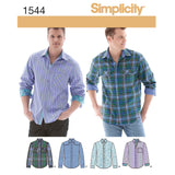 Simplicity 1544 Mens Button Up Dress Shirt Sewing Pattern, 3442