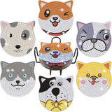 Vcekract Diamond Painting Coasters Kits, 6 Pices Dog Diamond Art Coasters with Holder, Crafts Kits for DIY Coasters, Diamond Art