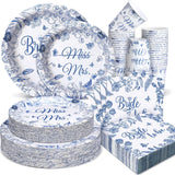 Zhehao 250 Pcs Bride to Be Bridal Shower Plates Napkins Sets 50 Pcs 9'' Dinner Plates and 7'' Dessert Plate and 9oz Cups 100 Nap