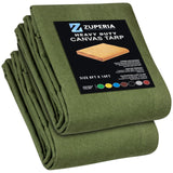 Zuperia Heavy Duty Canvas Tarp (8' x 10' ft - Pack of 2) with Rustproof Grommets, UV Resistant & Tear Resistant Multipurpose Tar