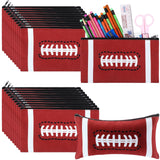 TecUnite 20 Pcs Football Pencil Bags Sports Football Pencil Pouch Bulk Ball Zipper Bags for Organizing Portable Sports Themed Pa