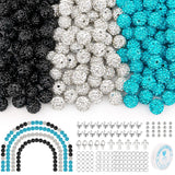 YONOVO 256Pcs 10mm Rhinestone Beads Kit for Jewelry Making, 3 Colors Round Shiny Disco Ball Beads with Cross Charms and Accessor