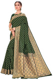 Glory Sarees Womens Banarasi Silk Saree With Blouse Piece (Kara128_Darkgreen_Dark Green)