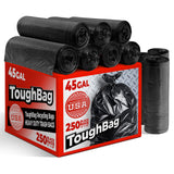 ToughBag 40-45 Gallon Trash Bags Heavy Duty (250 Count) | Black Garbage Bags | 39, 40, 42, 45 Gallon | Made In USA