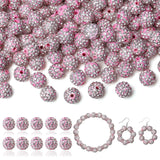 LAIDANLA 120pcs 10mm Pink White Rhinestone Beads Baseball Beads for Crafting, Shiny Round Shamballa Disco Beads, Sparkle Crystal