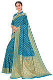 Glory Sarees Womens Banarasi Silk Saree With Blouse Piece (Firozi)
