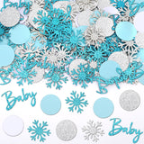 MARFOREVER Winter Baby Shower Table Confetti, 200 Pcs Glitter Blue Silver Snowflake Table Decorations Winter Gender Reveal Party