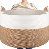 OIASKET XXL Large Blanket Storage Basket for Living Room, 105L Woven Cotton Rope Basket with Handles, Baby Toy Storage, Laundry