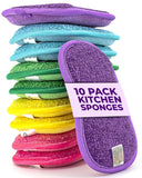 Onutis 10 Kitchen Sponges Pack Washable and Reusable Dishes Sponge Rubber 6 X 3 inches Multicolored