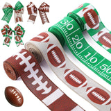 28 Yard 4 Rolls 2.5 Inch Football Wired Edge Ribbon Sport Ball Wired Edge Homecoming Ribbon Fabric Burlap Natural Wrapping Decor