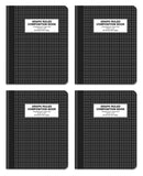 Quad Ruled Composition Book Notebook, 4 Pack, Hardcover 4X4 Graph Ruled Paper, 80 Sheets, 9.75 X 7.5, By Better Office Product