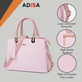 Adisa Checks Handbag Shoulder Bag For Women And Girls With Sling Belt (Ad4075-Pin) Pink,Pink,,B0D33Z46CP