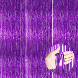 PartyWoo Purple Streamers Foil Fringe Curtain 3pcs 8.2ft Metallic Tinsel Lavender Backdrop for Birthday Graduation Bachelorette