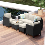 Nestl Outdoor Patio Furniture Sofas, Black Base/Off White Cushions