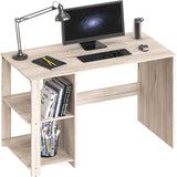 SHW 38-Inch Home Office Computer Desk with Shelves, Maple