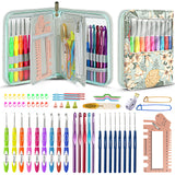 LOOEN Aluminum Tunisian Crochet Hooks Set Afghan Knitting Needles Kit with Long Case,11pcs 2mm/B-8mm/L Hooks and Necessary Acces