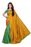 Gosriki Women'S Silk Blend Saree (Zebra-Yellow,Yellow,,B07SSTDSTK