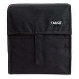 PackIt Freezable Lunch Bag, Black, Built with EcoFreeze Technology, Foldable, Reusable, Zip and Fold Closure with Buckle Handle,