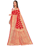 Glory Sarees Womens Banarasi Silk Saree With Blouse Piece (Banarasi_Saree131_Red)