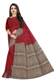 TAMAIRA FASHION Womens Plain Weave Pure Cotton Saree Without Blouse Piece(AB11_Red&Maroon)