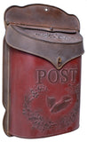 Red Co. 10.5x 15.5Aged Red Shabby Chic Metal Wall-Mounted Embossed Post Mailbox Decoration