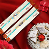 Shalinindia Set Of 2 Rakhis For Brother Elegant Pearl And Evil Eye Design For Love, Protection, And Blessings,Nylon,Aqua