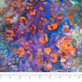 Singer Fabric 100% Cotton, Batik Collection, Blue and Purple Flower, Cut by The Yard, 42 Inches