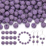 200 Pcs Purple Rhinestone Beads for Jewelry Making, Sparkle Crystal Clay Christmas for Bracelet Baseball Necklace Earring Crafti