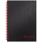 Black n Red Notebook, Business Journal, 81/4 x 51/4, 70 Sheets, Ruled, Optik Paper, Scribzee App, Hardcover, Wirebound, Bla