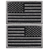 Anley Tactical USA Flag Patches (2 Pack) Forward & Reversed 2x 3 Black & Gray American Flag Military Uniform Emblem Patch