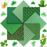 8 Pieces St Patrick's Day Fabric by The Yard Shamrock Square Fabric Bundles Fat Quarters Precut Patchwork Quilting Sewing Green
