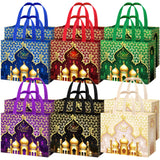 Yoojahow 12 Pcs Eid Mubarak Gift Bags with Handles 12.6 x 9.8 x 6.7 Inch Large Reusable Ramadan Tote Bags Eid Mubarak Non-Woven