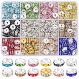 360 pcs 10mm Spacer Beads for Jewelry Making, 12 Colors Rondelle Bead Spacers Box, Fancy Sparkle Crystal Rhinestone Loose Beads