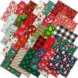 Shimeyao 60 Pieces Christmas Fabric Bundles Sewing Quilting Snowman Santa Elk Snowflake Print Fat Quarters Squares Fabric for Pa