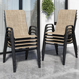 Vimstora Patio Chairs, Stackable Outdoor Dining Chairs for All Weather Textilene Fabric & Metal Frame, Outdoor Chairs Set for Ba
